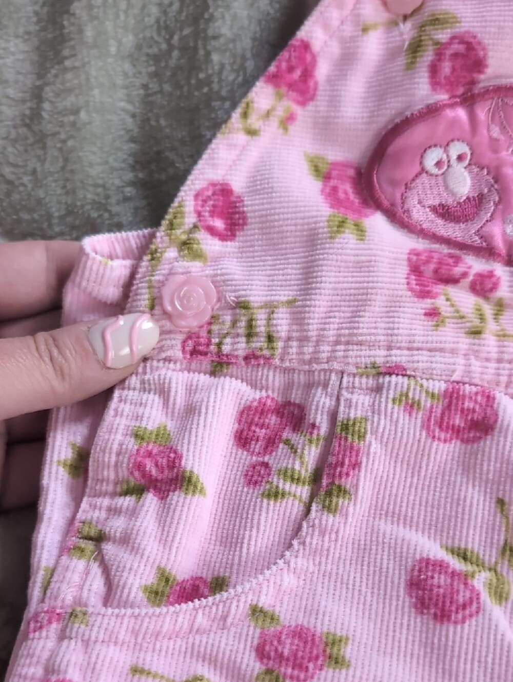 Sesame Street Pink Floral Girls' Overalls, Elmo And Big Bird - Picture 10 of 12